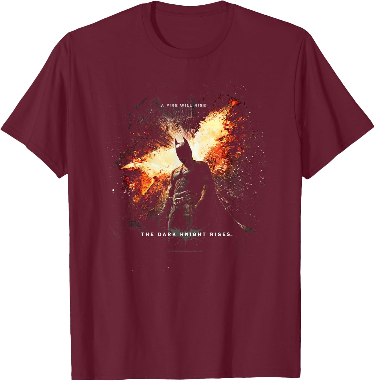 Batman Dark Knight Rises Fire Will Rise T-Shirt - T-Shirt | Maroon