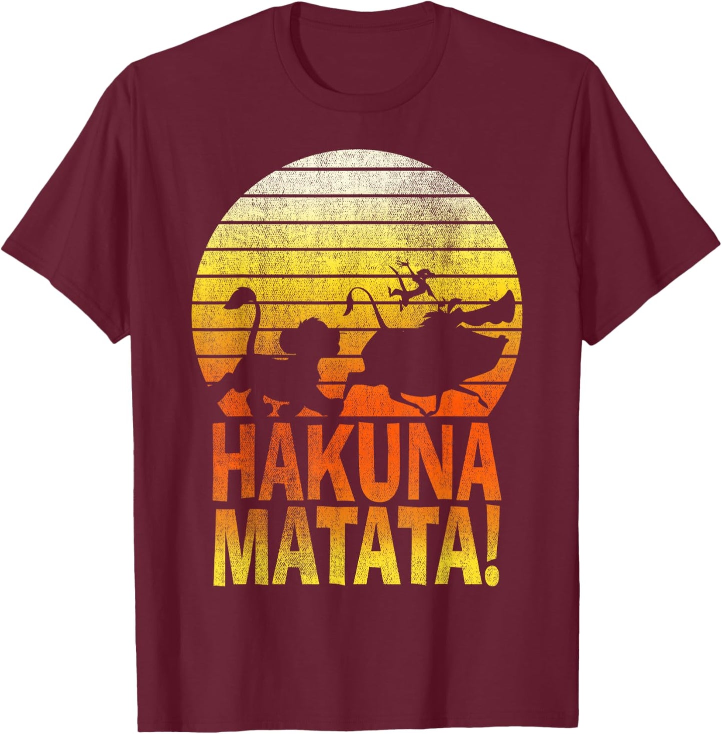 Disney The Lion King Hakuna Matata Distressed Group Shadows T-Shirt - T-Shirt | Maroon