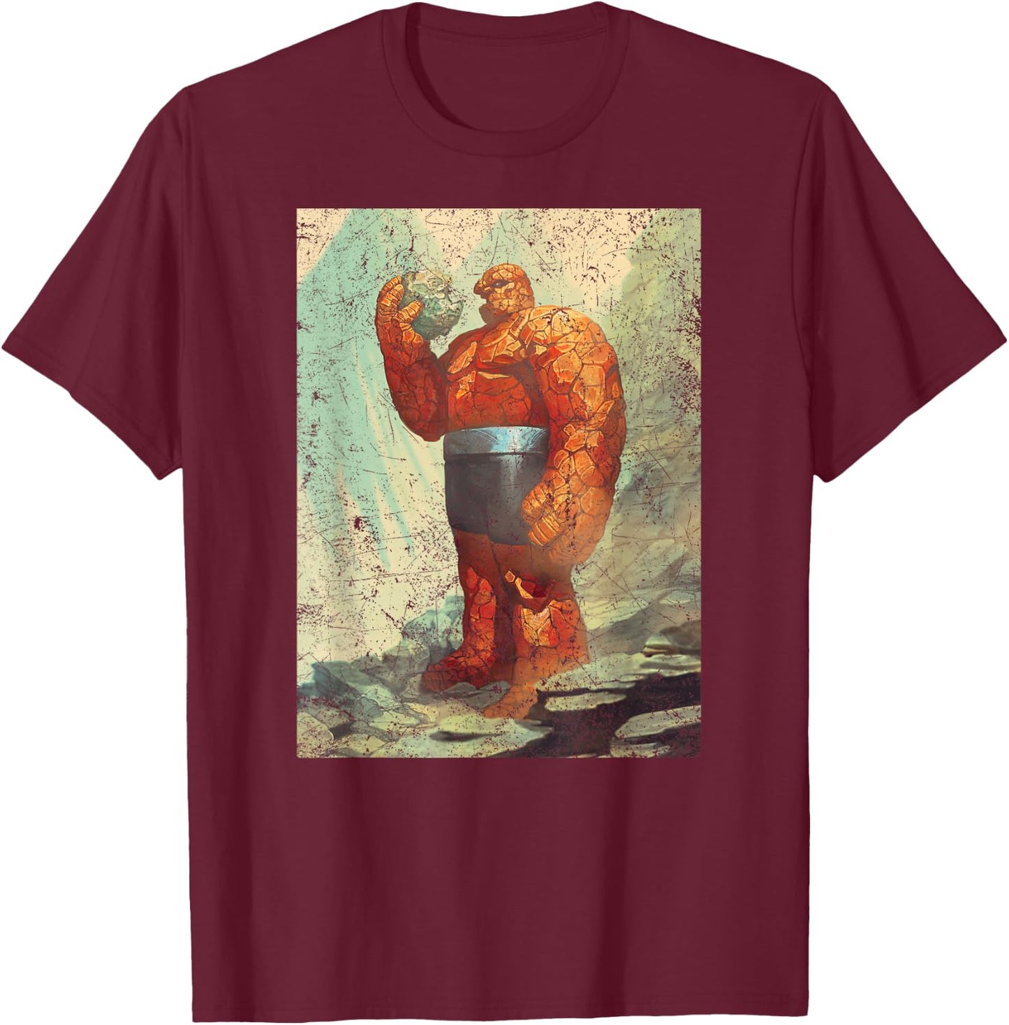 Marvel The Fantastic Four Ben Grimm The Thing Thoughtful T-Shirt - T-Shirt | Maroon