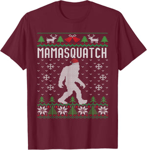 Bigfoot Santa Ugly Christmas Pajamas Mom T-Shirt - T-Shirt | Maroon