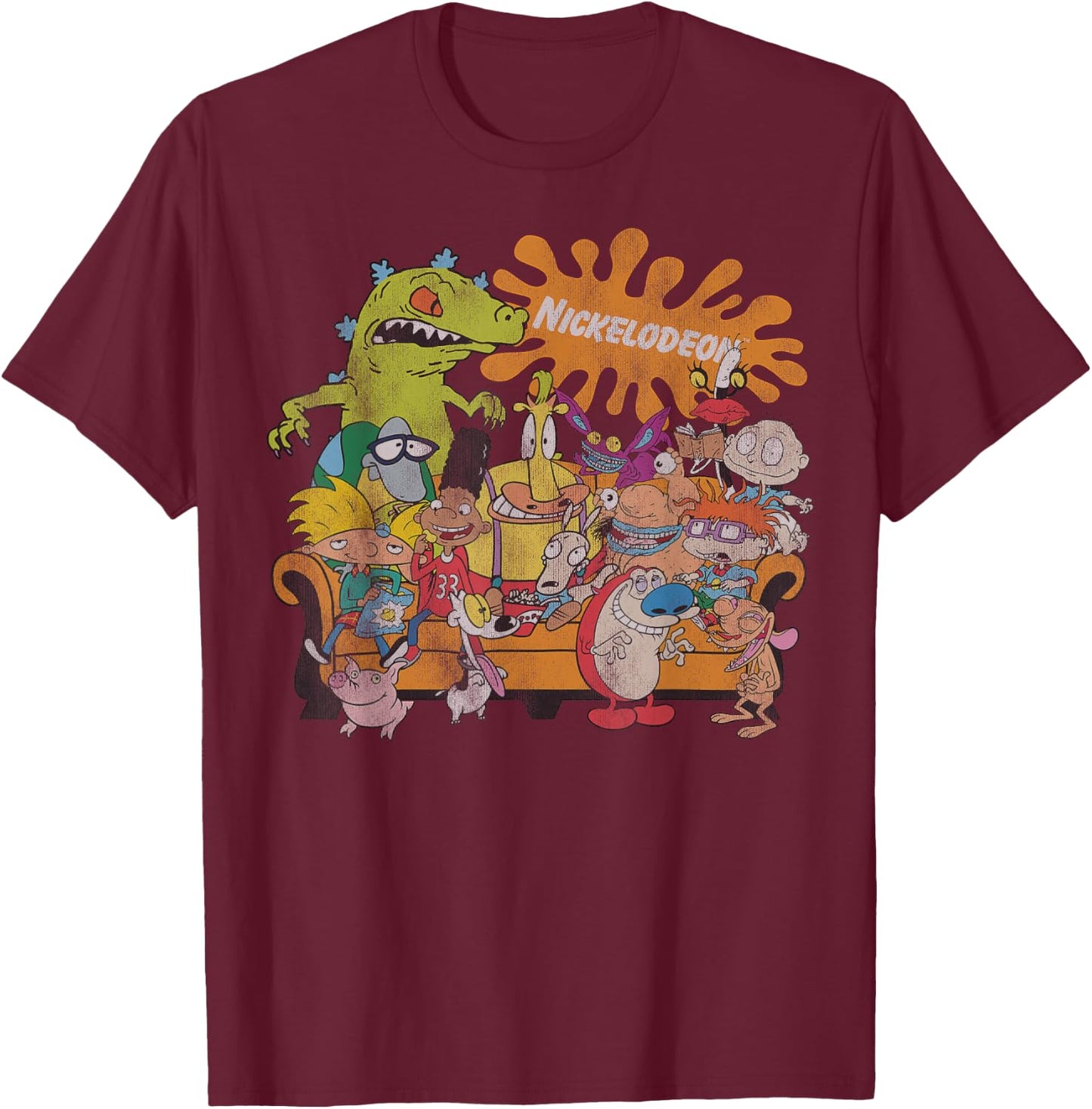 Nickelodeon Classic 90s Character Group Shot T-Shirt - T-Shirt | Maroon