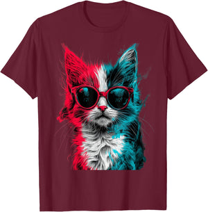 Cool Fluffy Gangstar Cat Good and evil themed Men Cat Lover T-Shirt - T-Shirt | Maroon