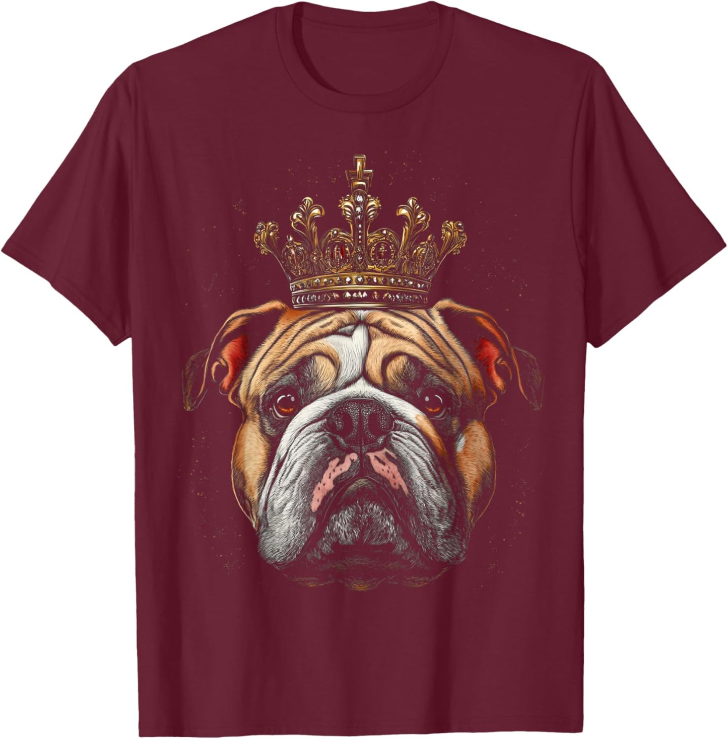 English Bulldog Queen King Crown T-Shirt - T-Shirt | Maroon