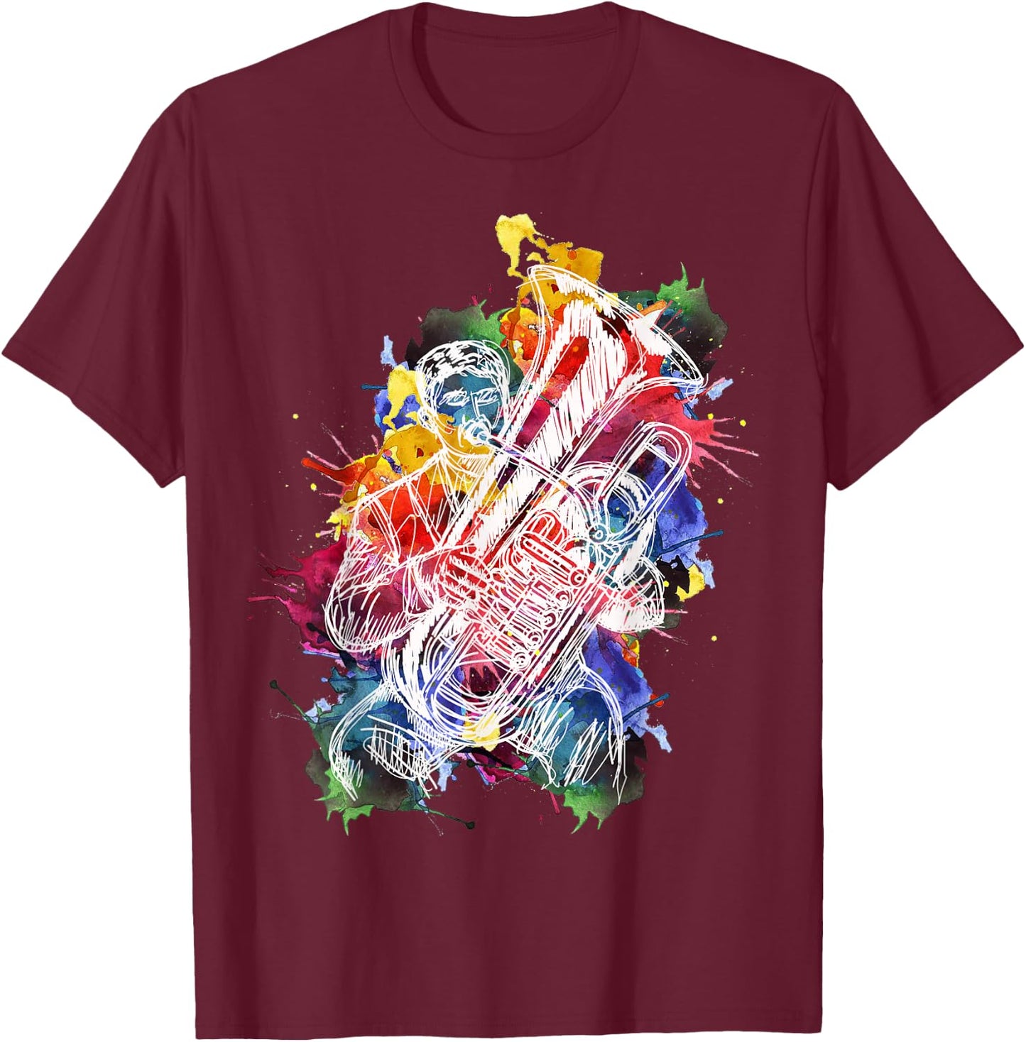 Tuba Player Musician Gift Instrument Art T-Shirt - T-Shirt | Maroon