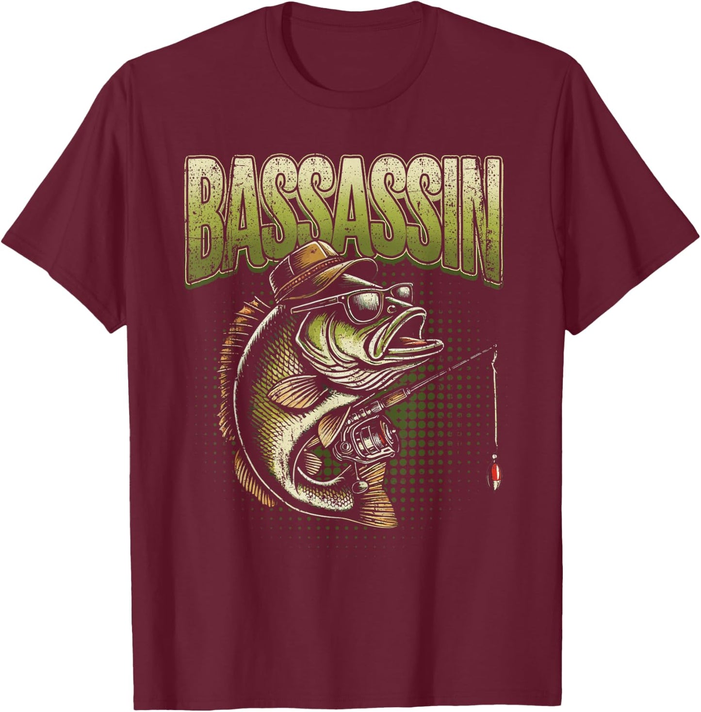 Funny Bass Fisherman Fishing meme T-Shirt - T-Shirt | Maroon