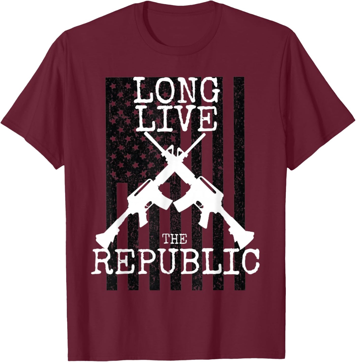 Long Live the Republic T Shirt US Flag Patriotic American T-Shirt - T-Shirt | Maroon