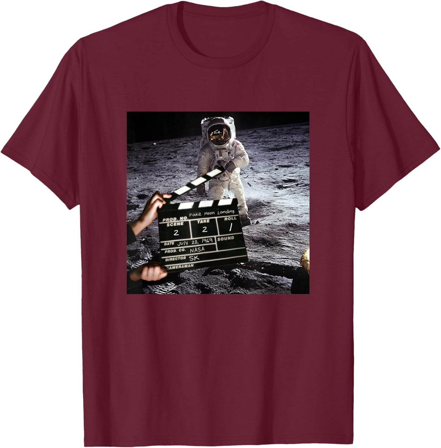 Fake Moon Landing T-Shirt - T-Shirt | Maroon