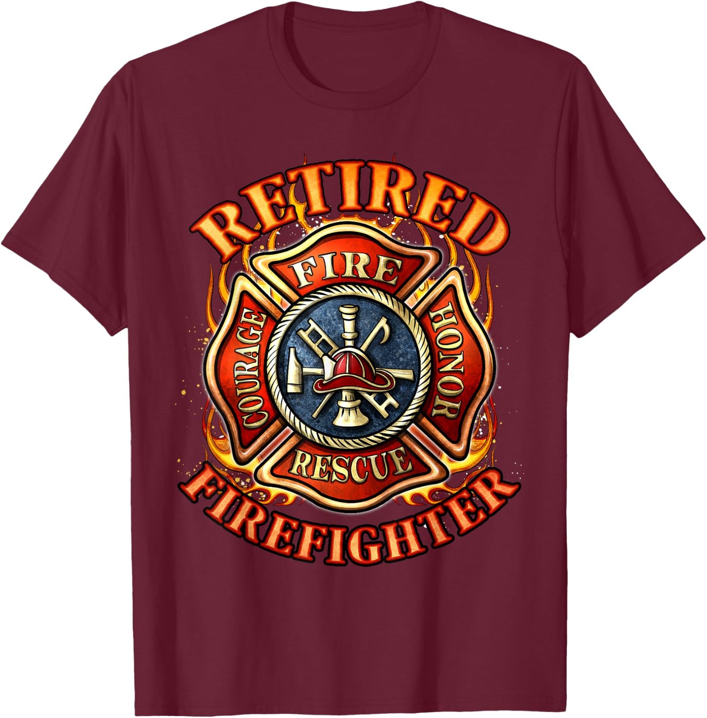 Retired Firefighter Gift Fireman Retirement Party Gift T-Shirt - T-Shirt | Maroon