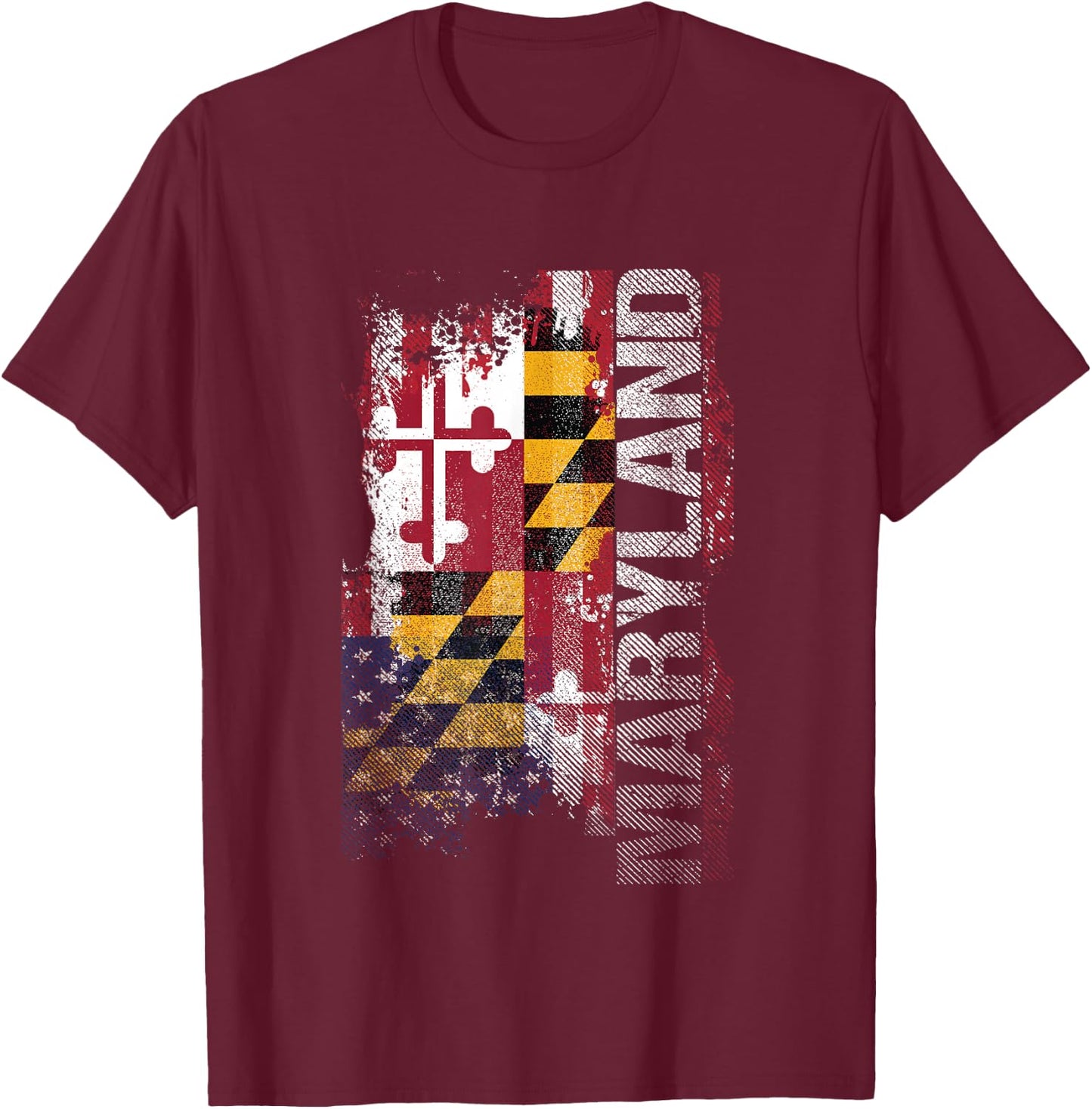 Maryland State USA Flag Souvenir Gift T-Shirt - T-Shirt | Maroon