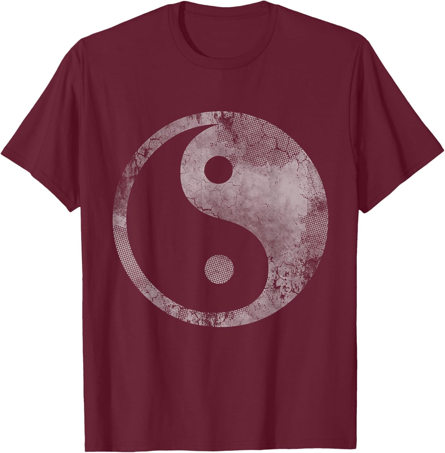 Yin Yang Taoist Taoism Tao Vintage Fade T-Shirt - T-Shirt | Maroon