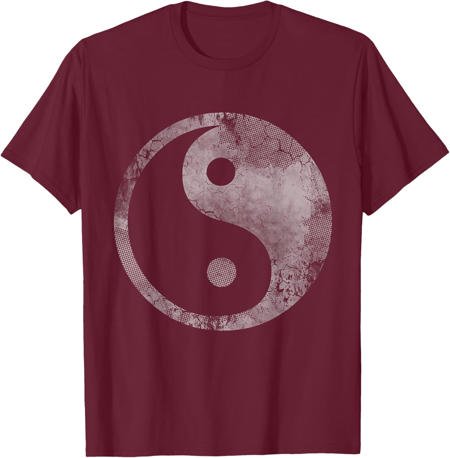Yin Yang Taoist Taoism Tao Vintage Fade T-Shirt - T-Shirt | Maroon