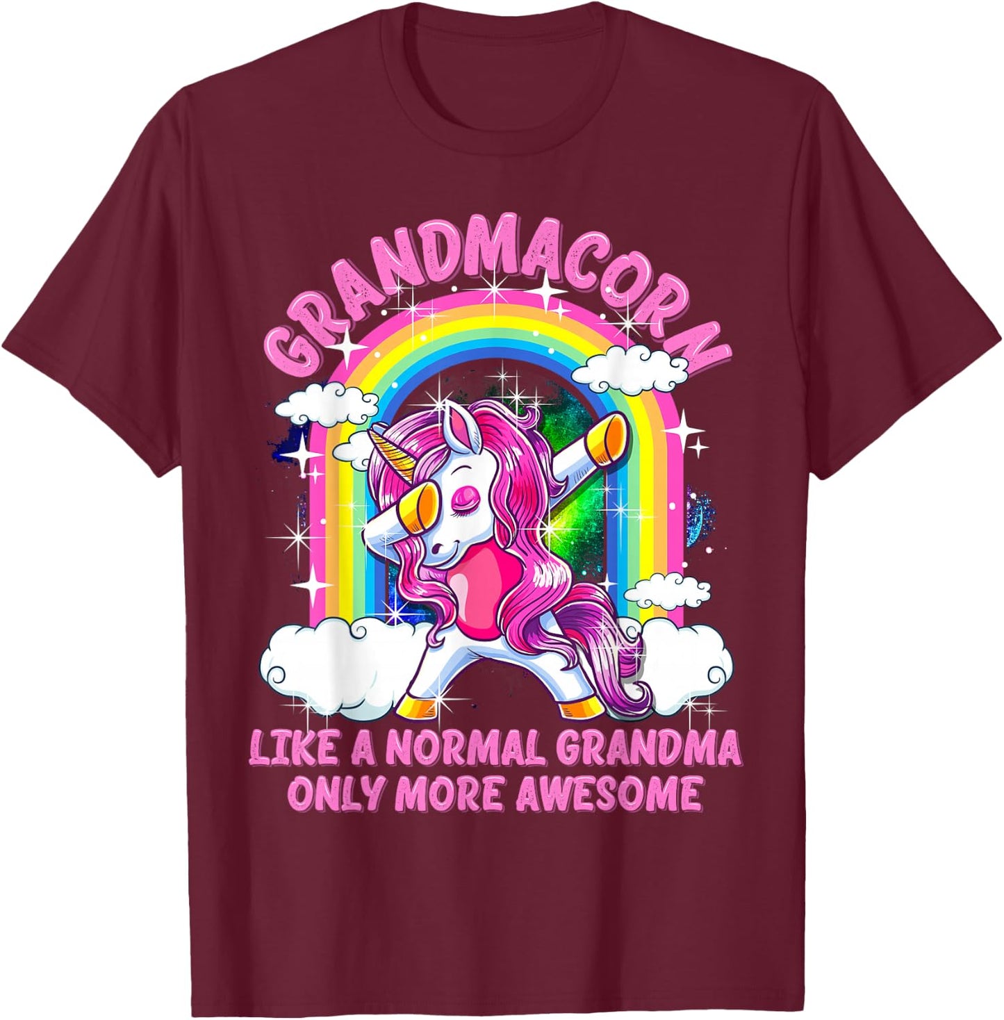Grandmacorn Like A Normal Grandma Only More Awesome Unicorn T-Shirt - T-Shirt | Maroon