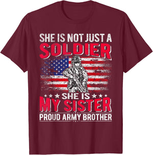 My Sister My Soldier Hero Proud Army Brother Sibling Gifts T-Shirt - T-Shirt | Maroon