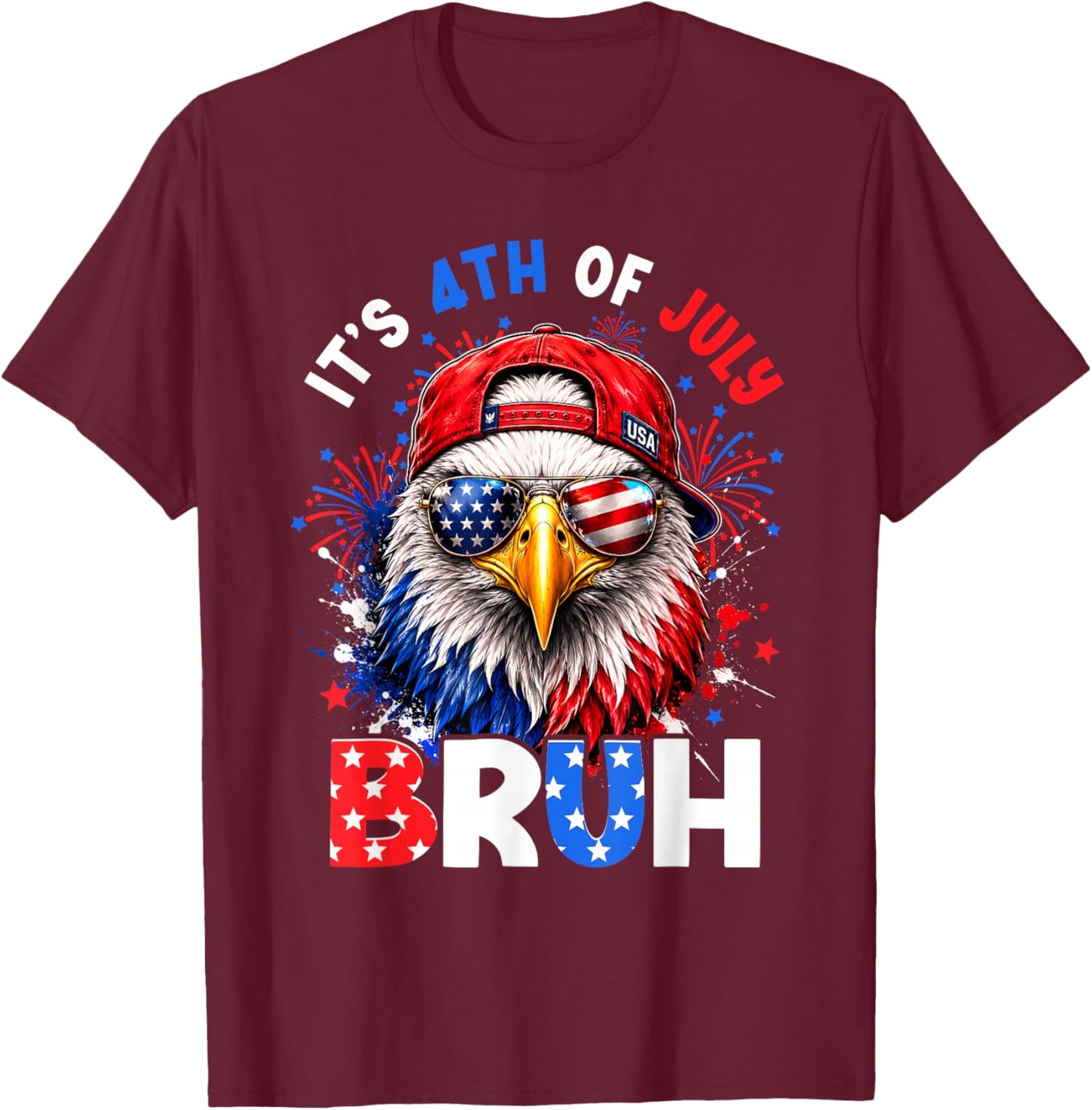 Bruh Eagles USA American Patriotic Fourth of July Men Boys T-Shirt - T-Shirt | Maroon