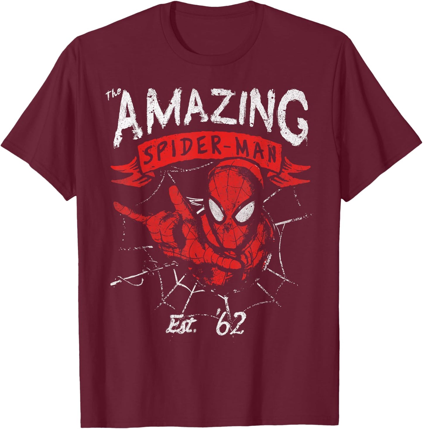 Marvel The Amazing Spider-Man Grunge Graphic T-Shirt - T-Shirt | Maroon