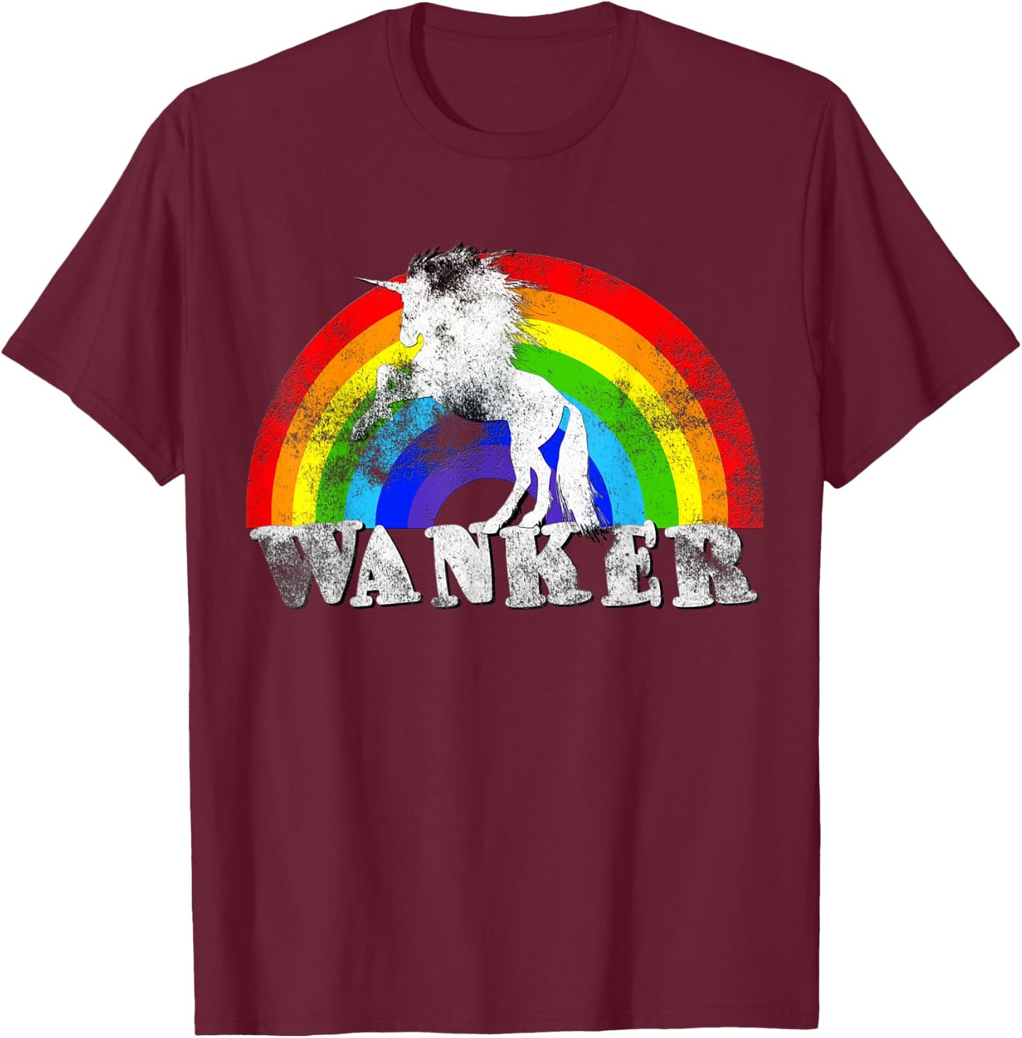 Unicorn Wanker T Shirt - Funny Rainbow T-Shirt - T-Shirt | Maroon