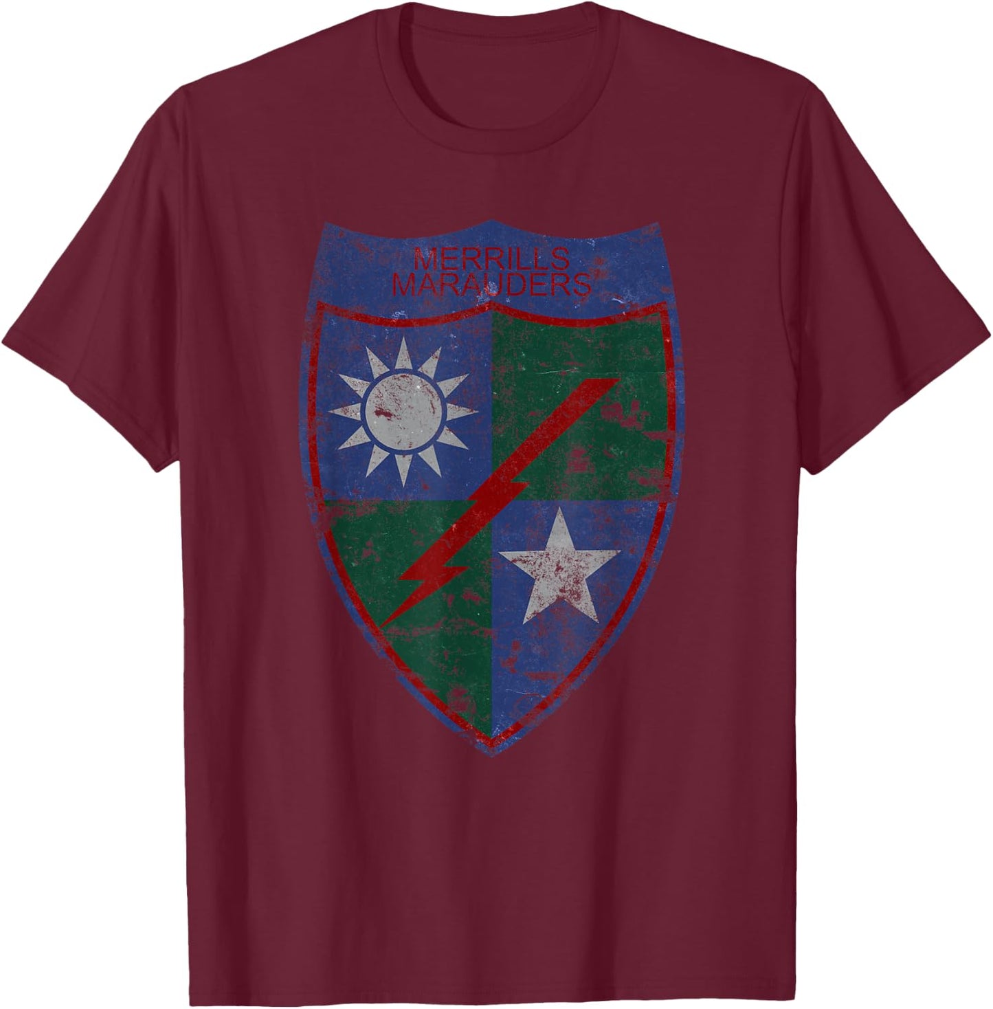 Merrill's Marauders WWII Era Unit Insignia Vintage T-Shirt - T-Shirt | Maroon