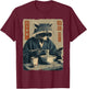 Funny Raccoon Eat Ramen and Scroll Phone Japanese Art T-Shirt - T-Shirt | Maroon