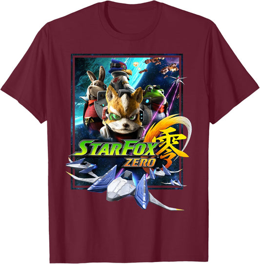 Nintendo Star Fox Zero Space Group Shot Graphic T-Shirt - T-Shirt | Maroon