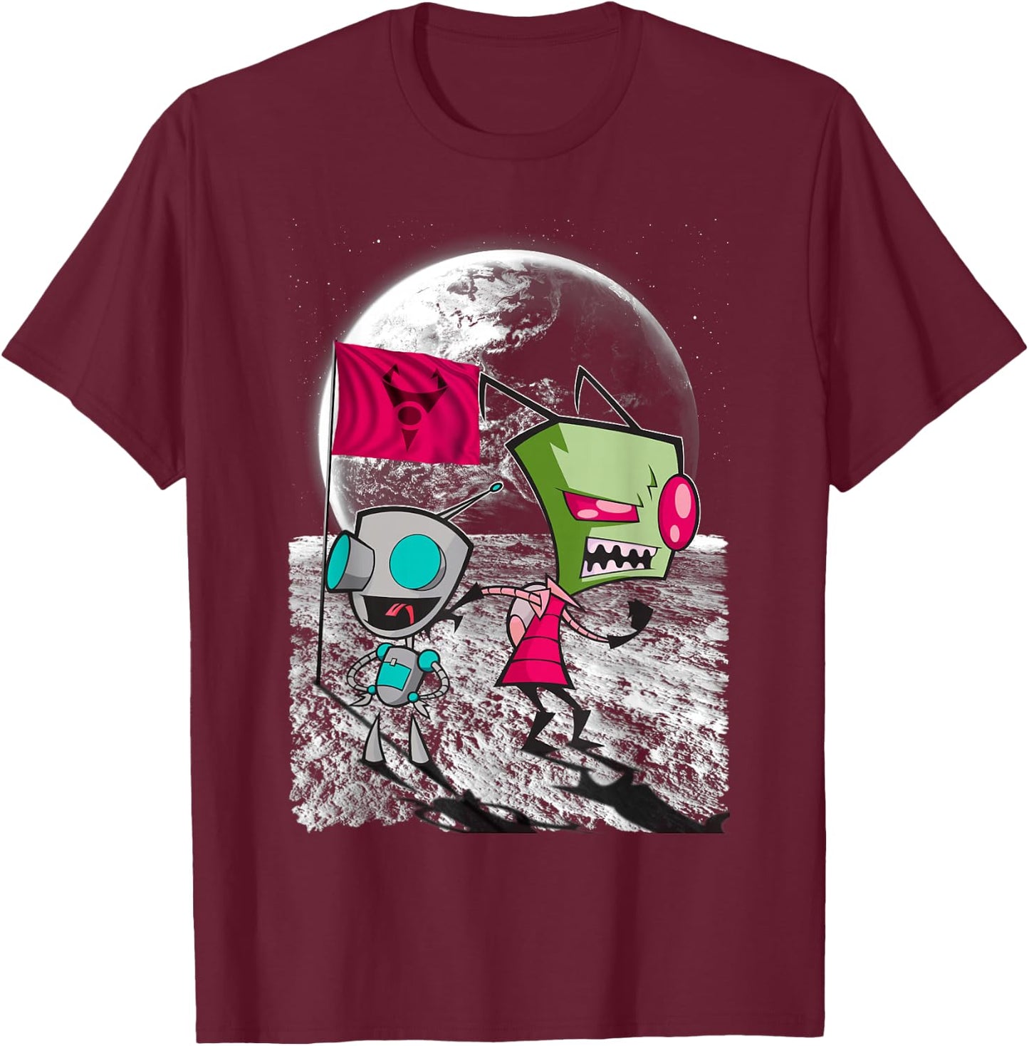 Nickelodeon Invader Zim Man on the Moon T-Shirt - T-Shirt | Maroon
