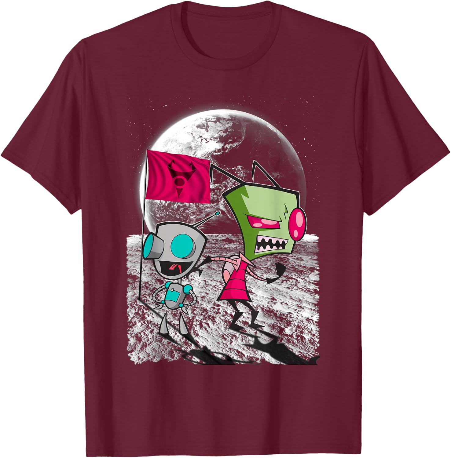 Nickelodeon Invader Zim Man on the Moon T-Shirt - T-Shirt | Maroon
