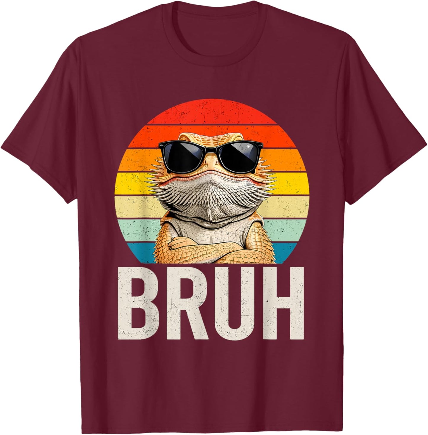 Retro Bruh Bearded Dragon Cool for Lizard Lover Boys T-Shirt - T-Shirt | Maroon