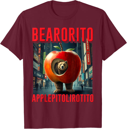 Hilarious Kids Boys Meme AI Game Bearorito Applepitolirotito T-Shirt - T-Shirt | Maroon