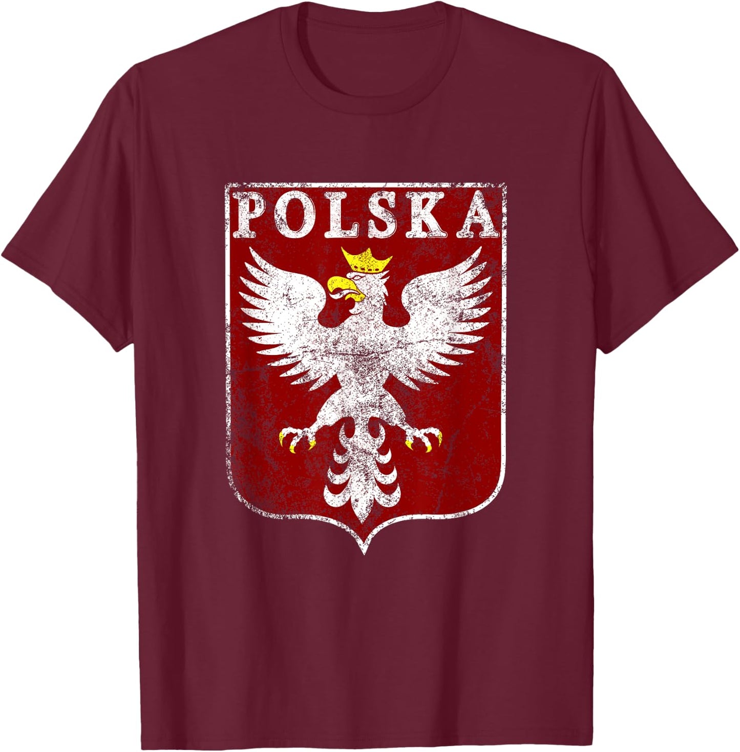 Polish Eagle Polish Crest Vintage Polska Eagle Poland T-Shirt - T-Shirt | Maroon