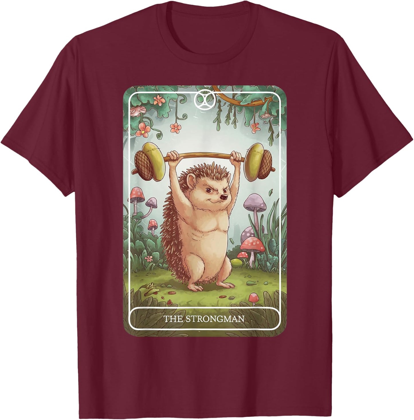 Tarot Card Hedgehog Strongman Lifting Workout Gym Fitness T-Shirt - T-Shirt | Maroon