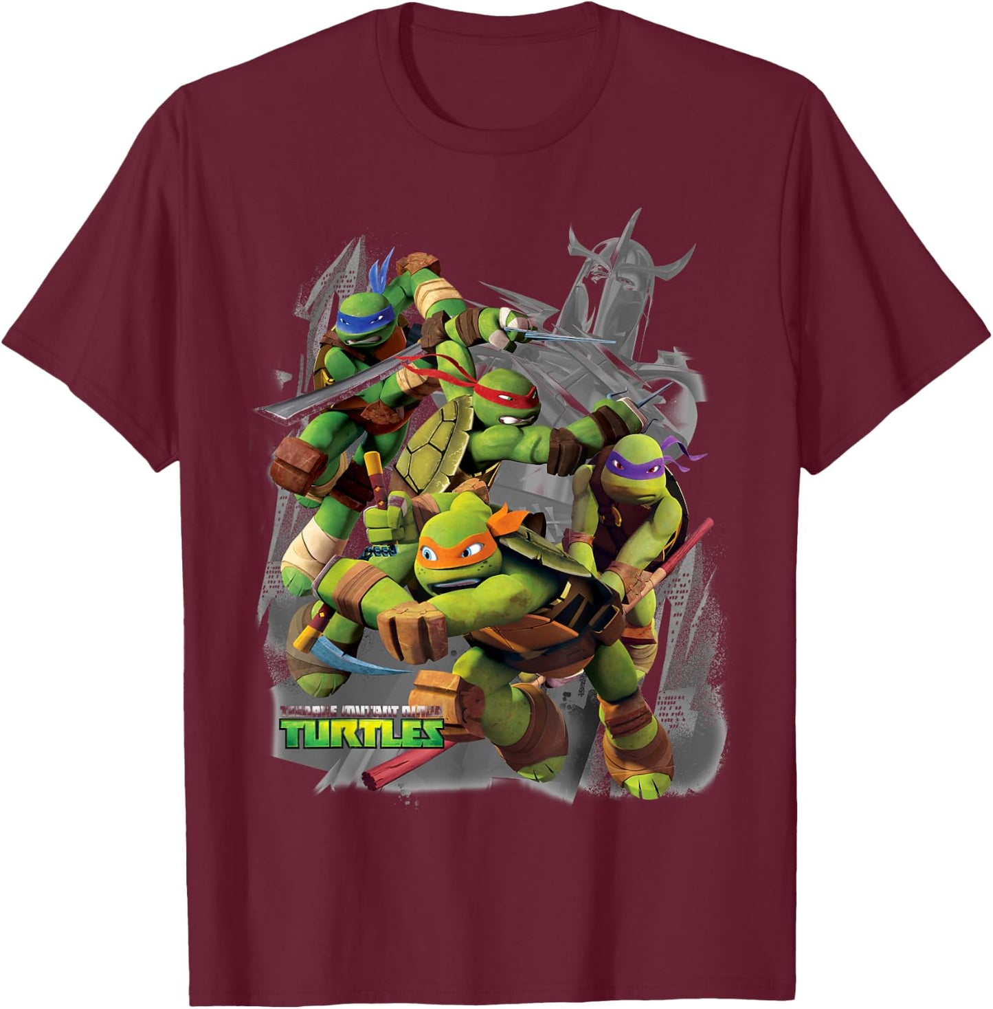 Teenage Mutant Ninja Turtles Versus Shredder T-Shirt - T-Shirt | Maroon