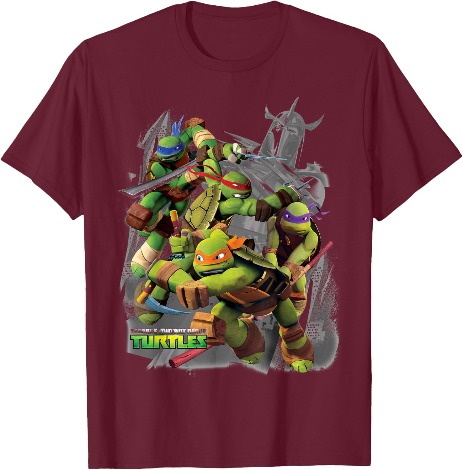 Teenage Mutant Ninja Turtles Versus Shredder T-Shirt - T-Shirt | Maroon