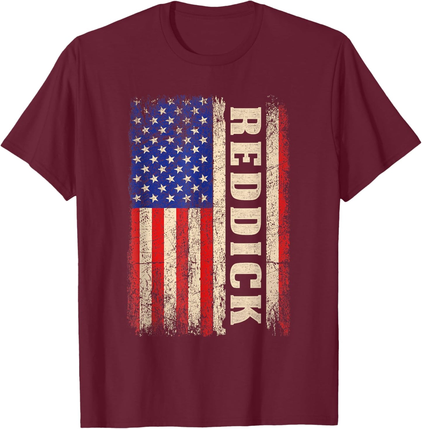 REDDICK Last Name Shirt REDDICK Name American Flag T-Shirt - T-Shirt | Maroon