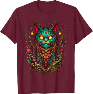 Magic Yule Cat Forest Spirit Mystic Feline Fantasy Witchcore Women Girls Kids T-Shirt - T-Shirt | Maroon