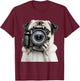 Pug Photographer Photography Camera T-Shirt - T-Shirt | Maroon