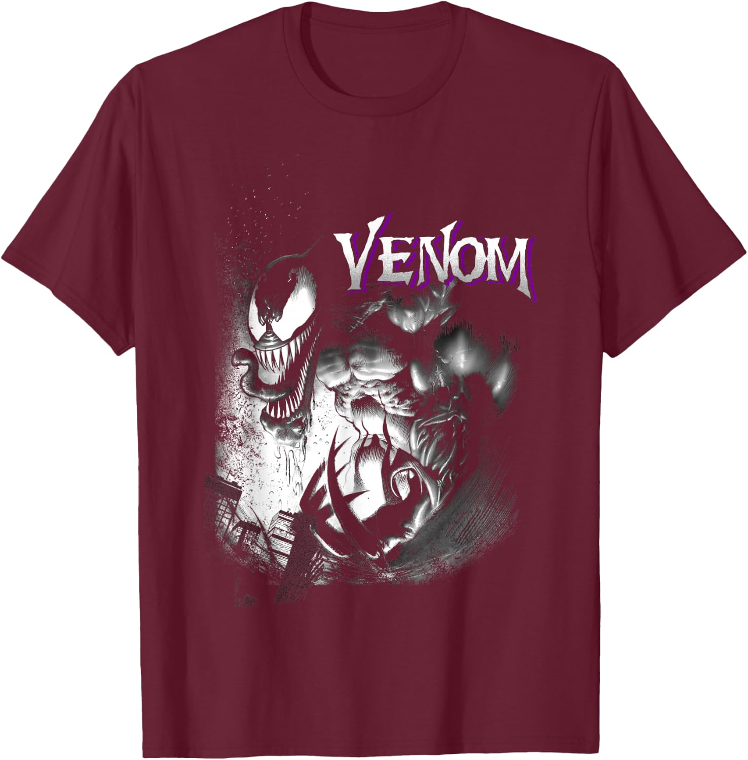 Marvel Venom City Shadows Graphic T-Shirt - T-Shirt | Maroon