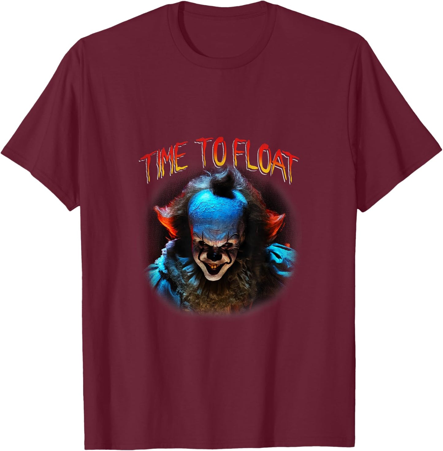 It Time To Float Creepy Pennywise Big Face Chest Portrait T-Shirt - T-Shirt | Maroon