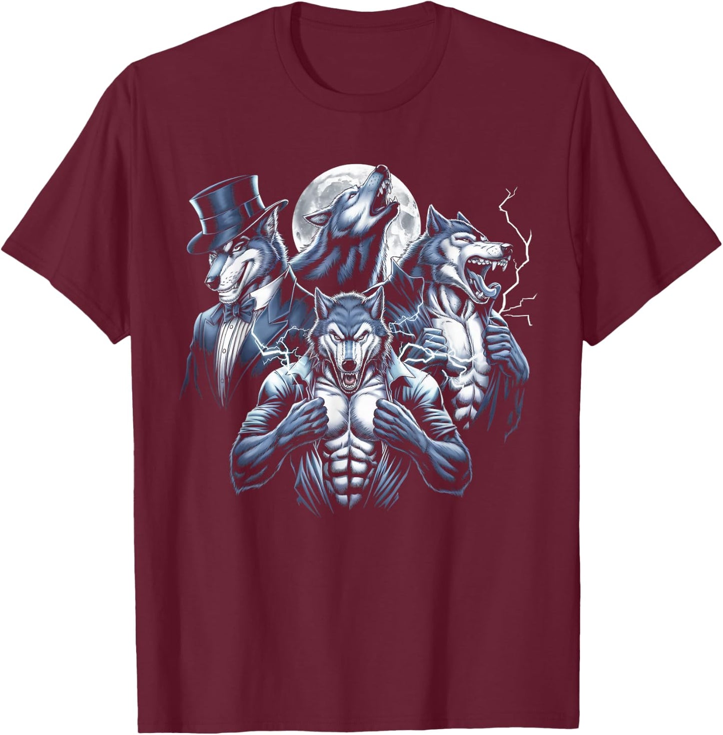 Werewolf Alpha Wolf Meme Male Art Artwork Lycanthrope T-Shirt - T-Shirt | Maroon