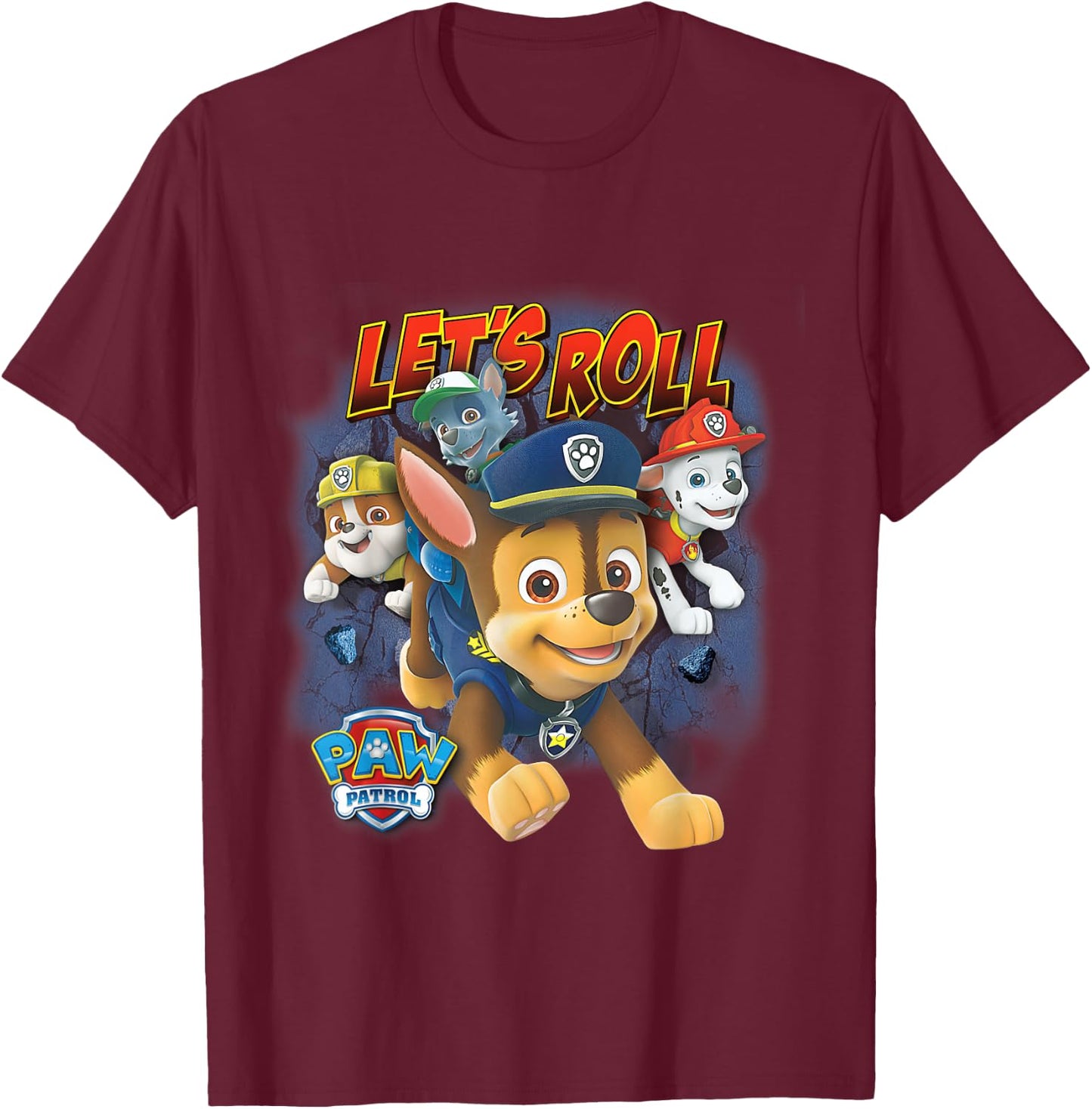 PAW Patrol Lets Roll Breaking The Wall T-Shirt - T-Shirt | Maroon