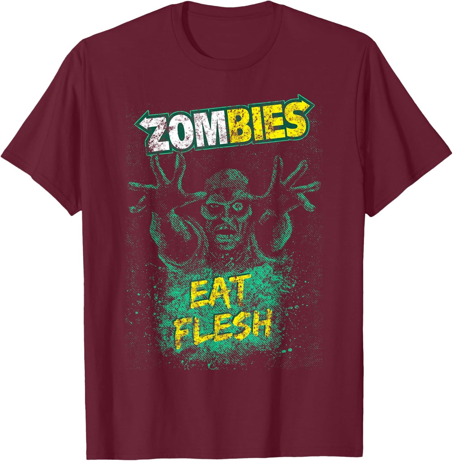 Funny Zombies Eat Flesh , Women & Kids Halloween T-Shirt - T-Shirt | Maroon