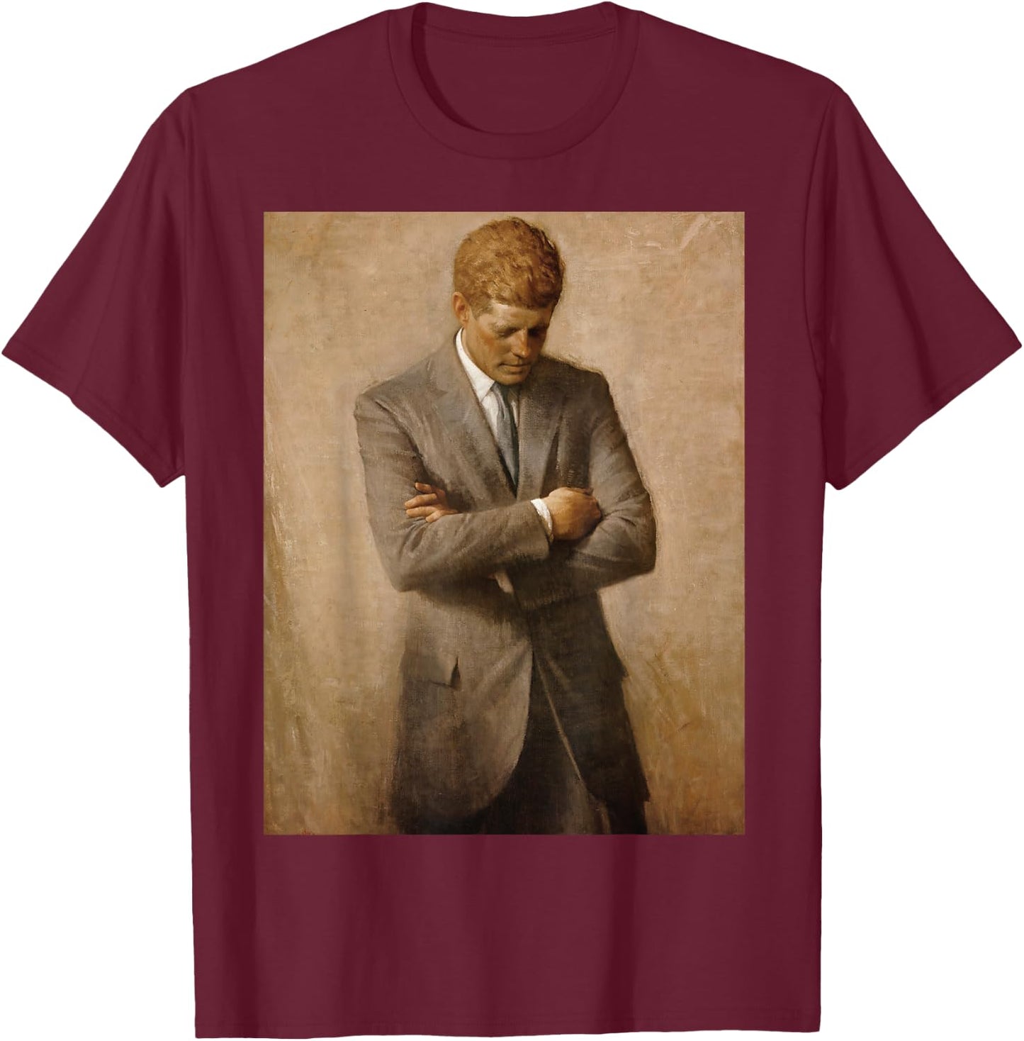 JFK Portrait John F Kennedy USA Historical Most Love USA T-Shirt - T-Shirt | Maroon