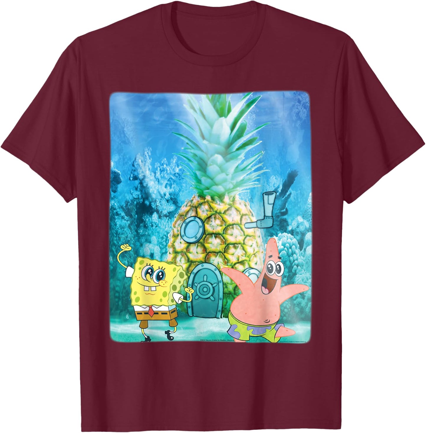 SpongeBob SquarePants - Fish Bowl T-Shirt - T-Shirt | Maroon