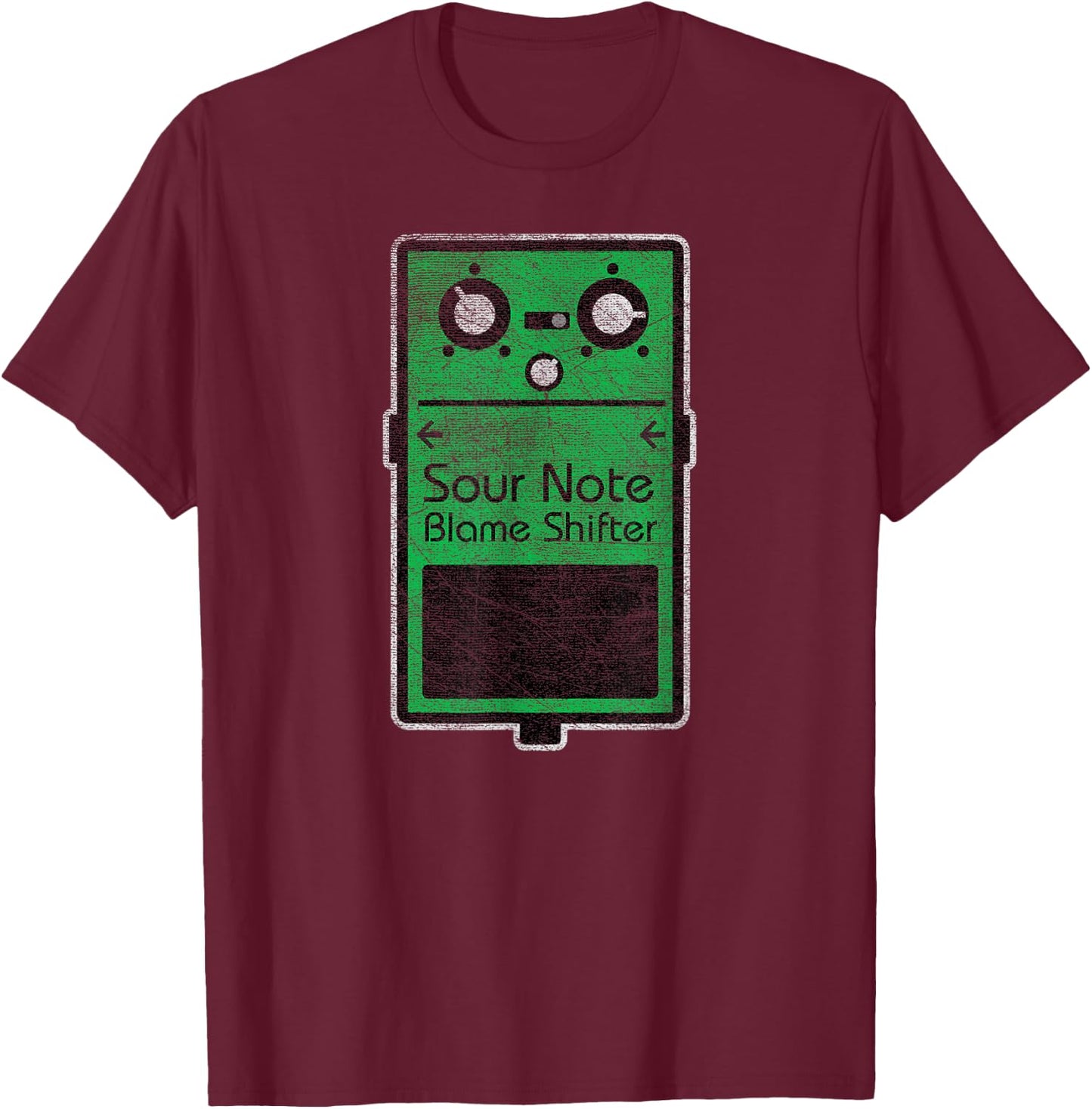Funny Sour Note Blame Shifter Effect Pedal T-Shirt - T-Shirt | Maroon