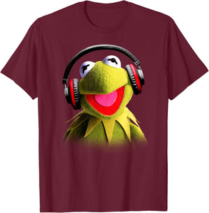Disney - Muppet Babies Kermit Headphones T-Shirt - T-Shirt | Maroon