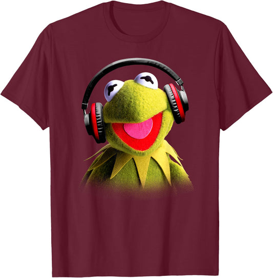 Disney - Muppet Babies Kermit Headphones T-Shirt - T-Shirt | Maroon