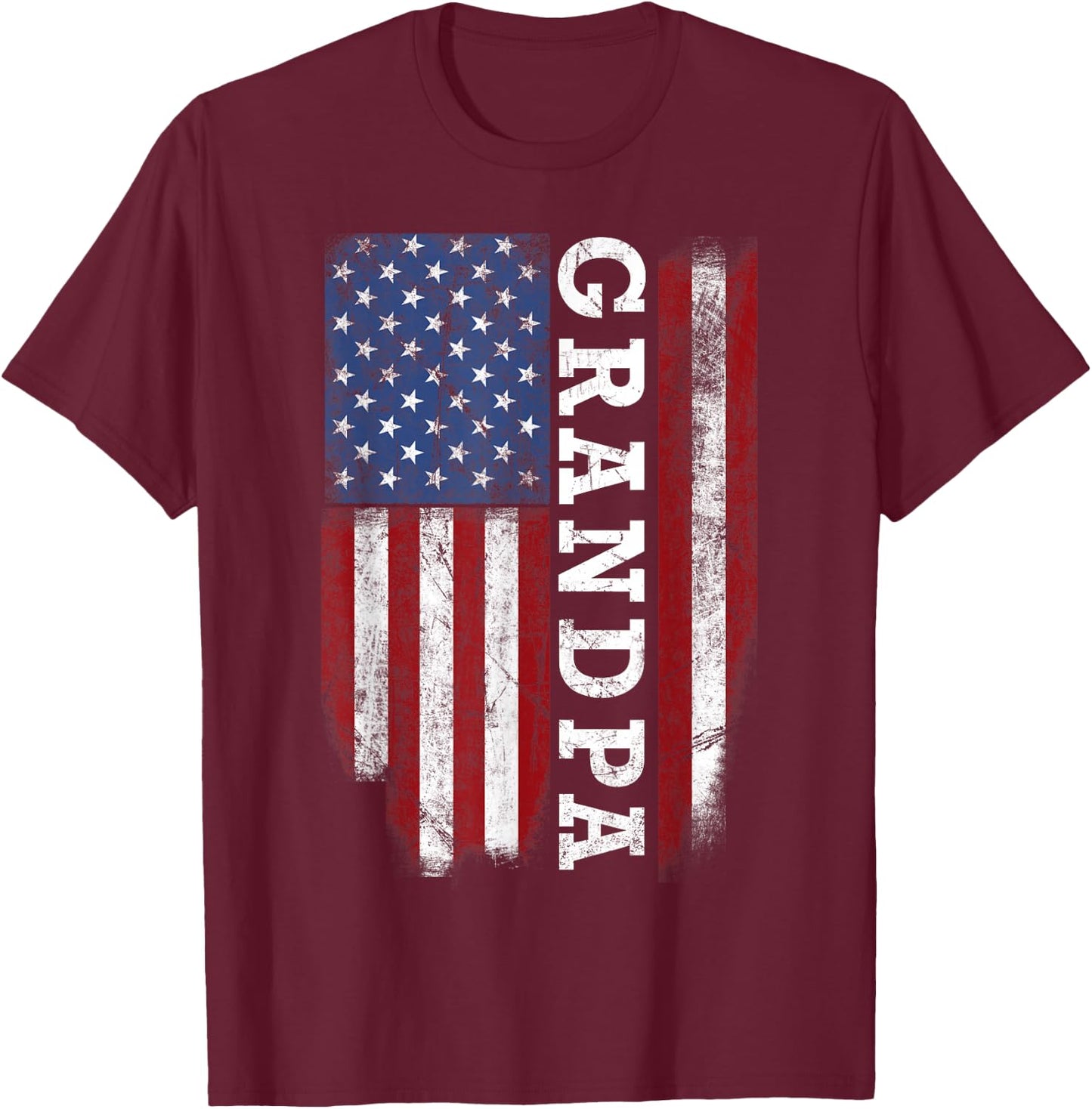 Grandpa Flag Shirt - USA American Flag for Proud Grandfather Men T-Shirt - T-Shirt | Maroon