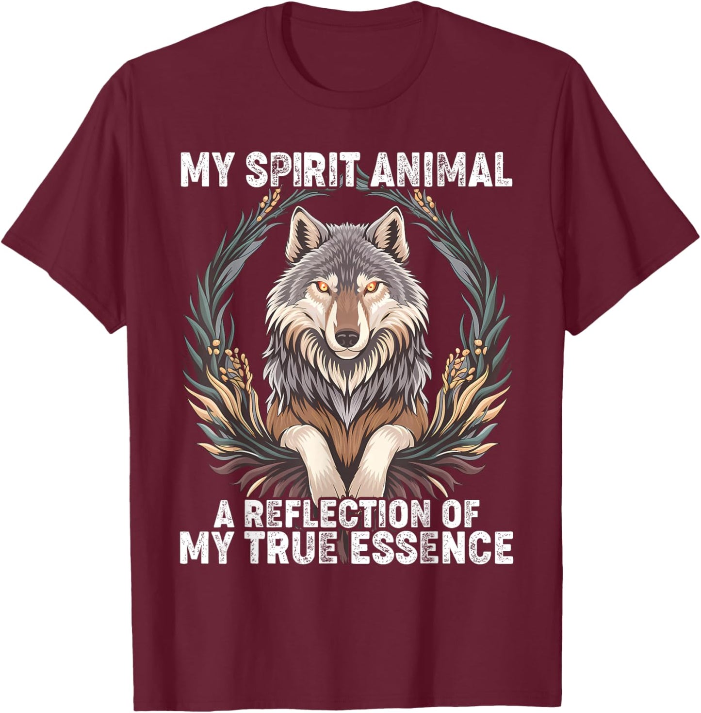 Wolf Spirit Animal Sacred Shaman Native American Clan T-Shirt - T-Shirt | Maroon