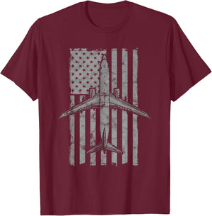 P-8 Poseidon Anti Submarine Airplane Vintage Flag T-Shirt - T-Shirt | Maroon