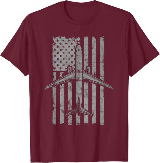 P-8 Poseidon Anti Submarine Airplane Vintage Flag T-Shirt - T-Shirt | Maroon