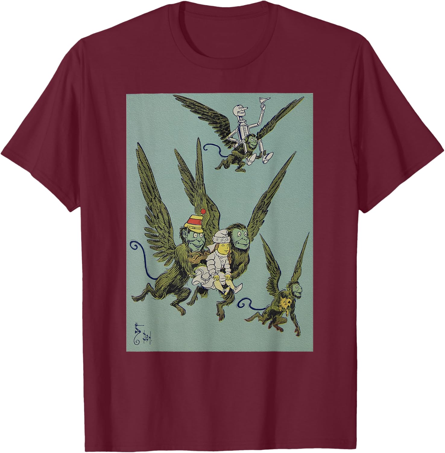 Wizard of OZ Winged Flying Monkey Shirt-Dorothy Toto Tin Man T-Shirt - T-Shirt | Maroon