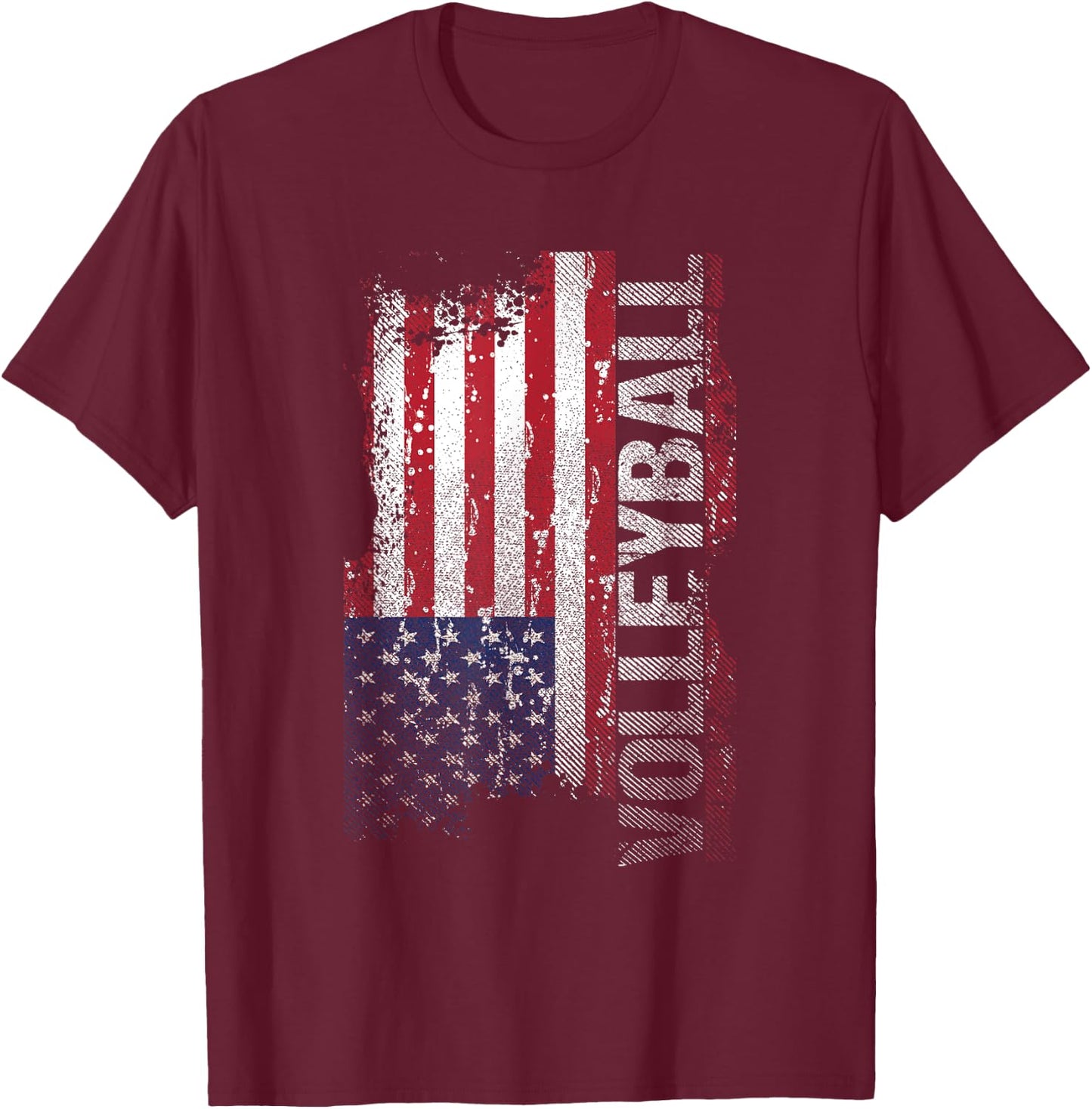 USA Flag Volleyball Kids Men T-Shirt - T-Shirt | Maroon